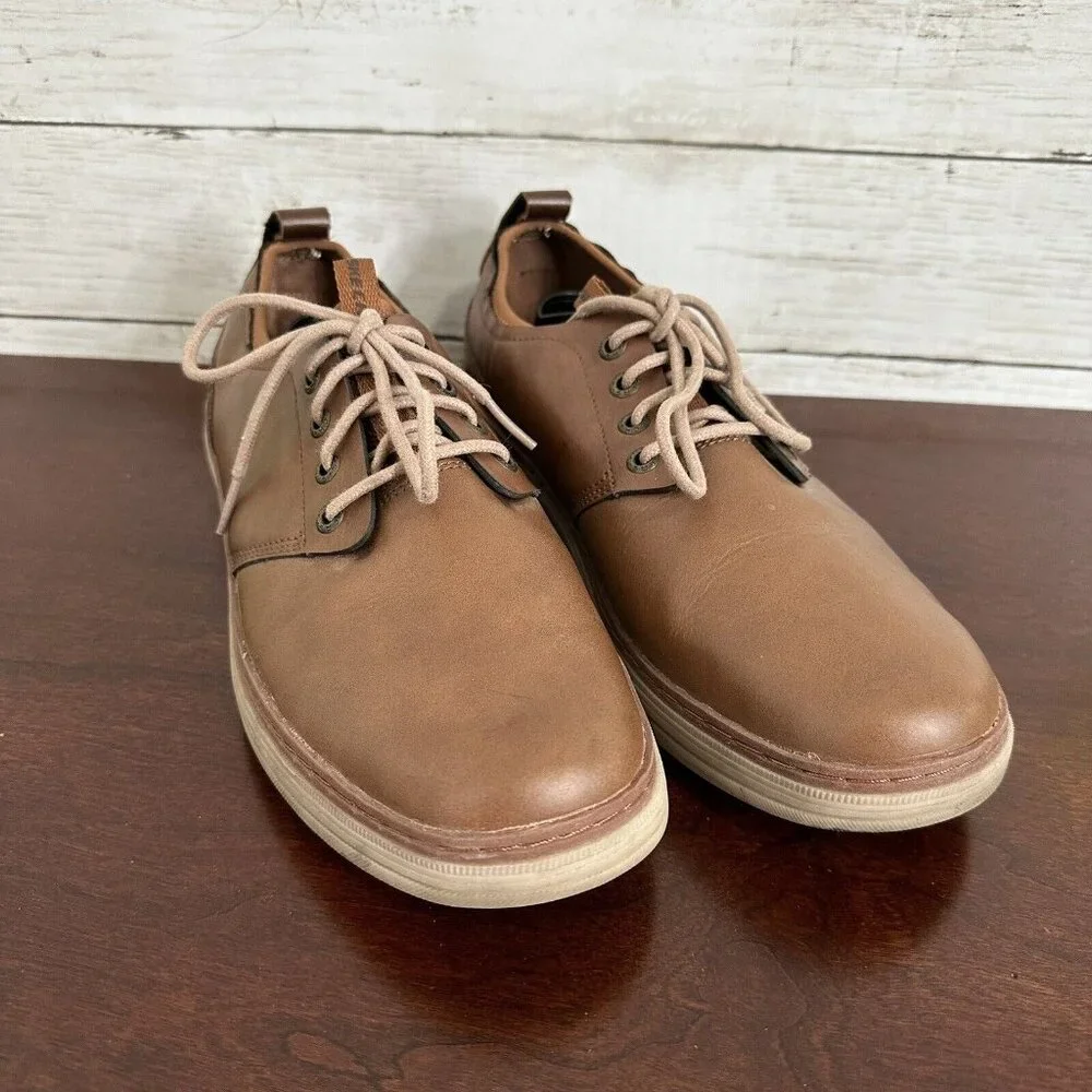Skechers Men's 10 Brown Heston-Rogic Oxford Leather Air Cooled Memory Foam Shoes